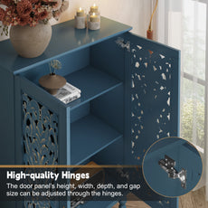HLR Buffet Cabinet with Storage Accent Sideboard, Modern Hollow 2 Doors Credenza for Dining Room, Blue