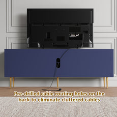 CBJCBJ Modern Fluted 67" TV Stand for 75" TV with Storage, Entertainment Center for Living Room,Blue