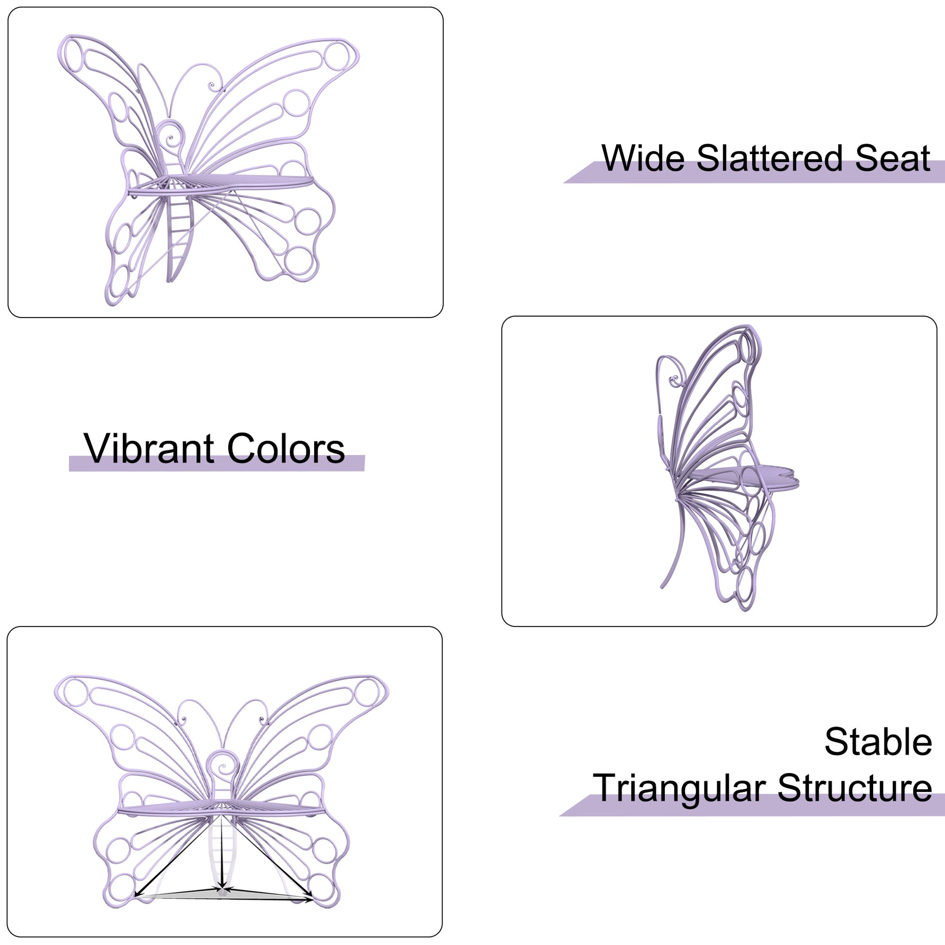 CBJCBJ 50" Weatherproof Outdoor Patio Bench，Metal Butterfly Design for Garden and Lawn Porch