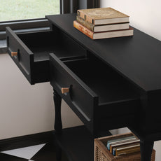 CBJCBJ Minimal Assembly Console Table, Entryway Table with 2 Drawers and Open Shelf, for Living Room, Black
