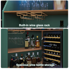 CBJCBJ L-Shaped Home Bar Cabinet,4-Tier Corner Bar counter with Fridge Space,Unit Wine Cabinet with Storage,Green