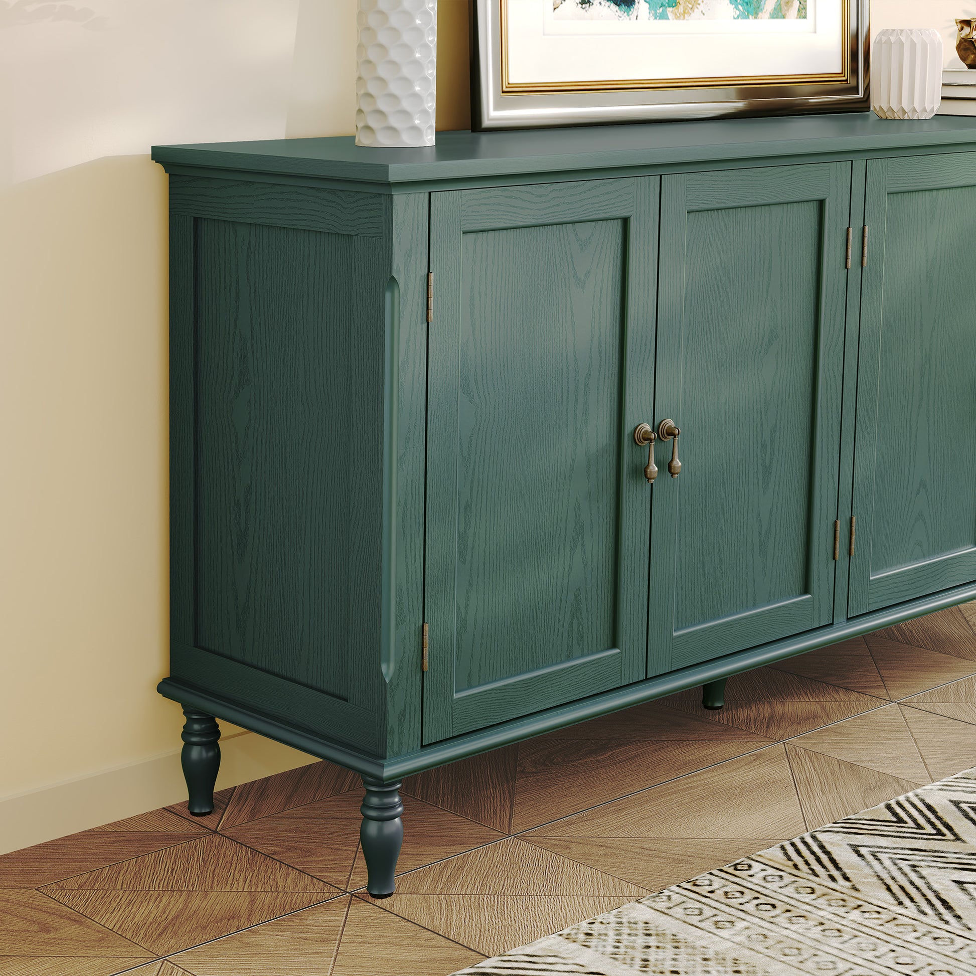 HLR 58'' Large Sideboard Buffet Cabinet with Storage, 4 Doors Modern Credenza Table for Living Room