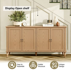 HLR 58'' Large Sideboard Buffet Cabinet with Storage, 4 Doors Modern Credenza Table for Living Room, Wood