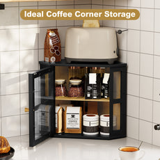 CBJCBJ Bamboo Bread Box, 2-Tier Countertop Storage Rack, Modern Retro Pantry Decor,Black