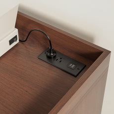 CBJCBJ Modern Wine Cabinet with Power Outlet and Glass Doors Sideboard Storage for Dining and Living Room,Brown