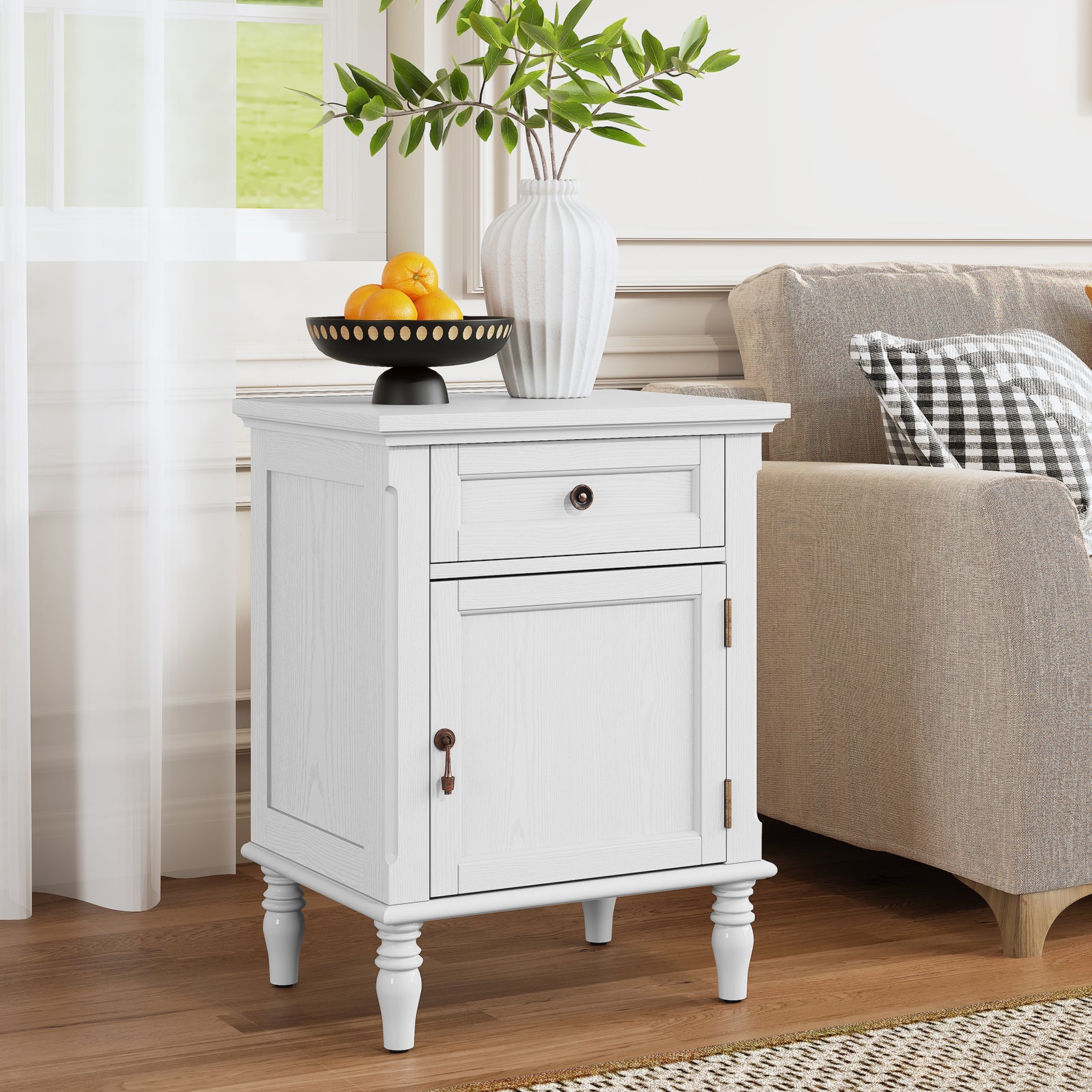 HLR® 25"H Nightstands Set of 2, Modern Retro Bedside Table with Drawer, End Table for Bedroom