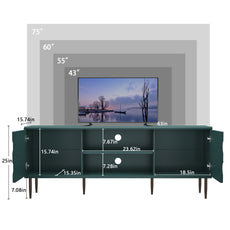 CBJCBJ Entertainment Center Console with 4 Doors and 2 Open Shelves for TV up to 75+ Inch, Green