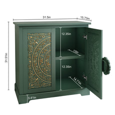 CBJCBJ 31.5" Kitchen Sideboard Buffet Cabinet with 2 Door Storage, Mid-Century Accent Cabinet for Living Room,Green