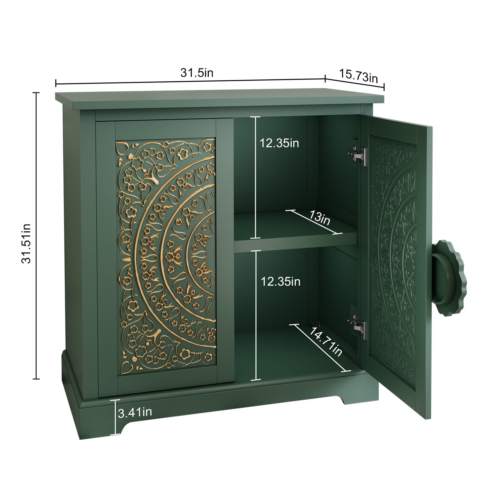 CBJCBJ 31.5" Kitchen Sideboard Buffet Cabinet with 2 Door Storage, Mid-Century Accent Cabinet for Living Room,Green