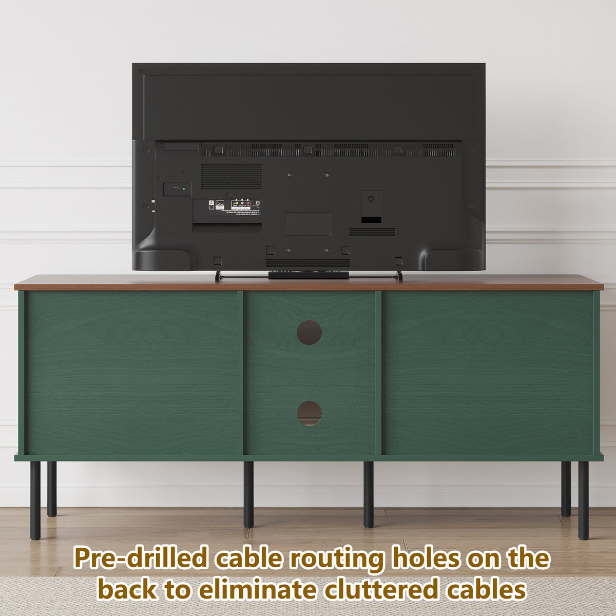 HLR Mid Century Modern 55" TV Stand for 65 Inch TV, Entertainment Center with Storage, Green