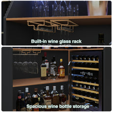 CBJCBJ L-Shaped Home Bar Cabinet,4-Tier Corner Bar counter with Fridge Space,Unit Wine Cabinet with Storage,Black