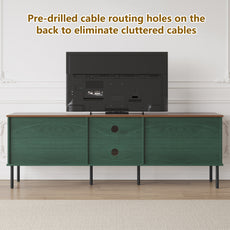 CBJCBJ Modern Mid Century 70" Large TV Stand for 80" TV, Entertainment Center with Storage,Green