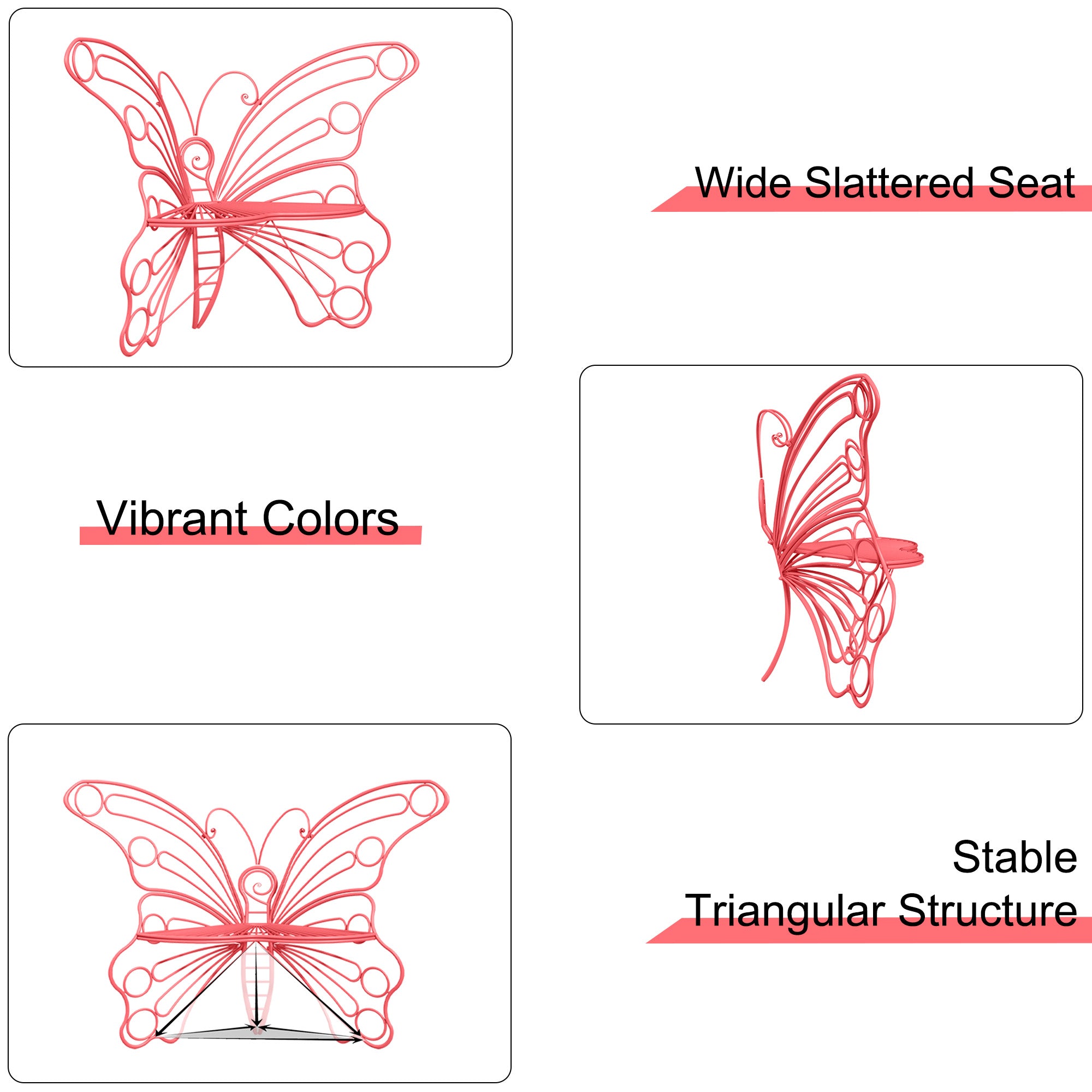 CBJCBJ 50" Weatherproof Outdoor Patio Bench，Metal Butterfly Design for Garden and Lawn Porch