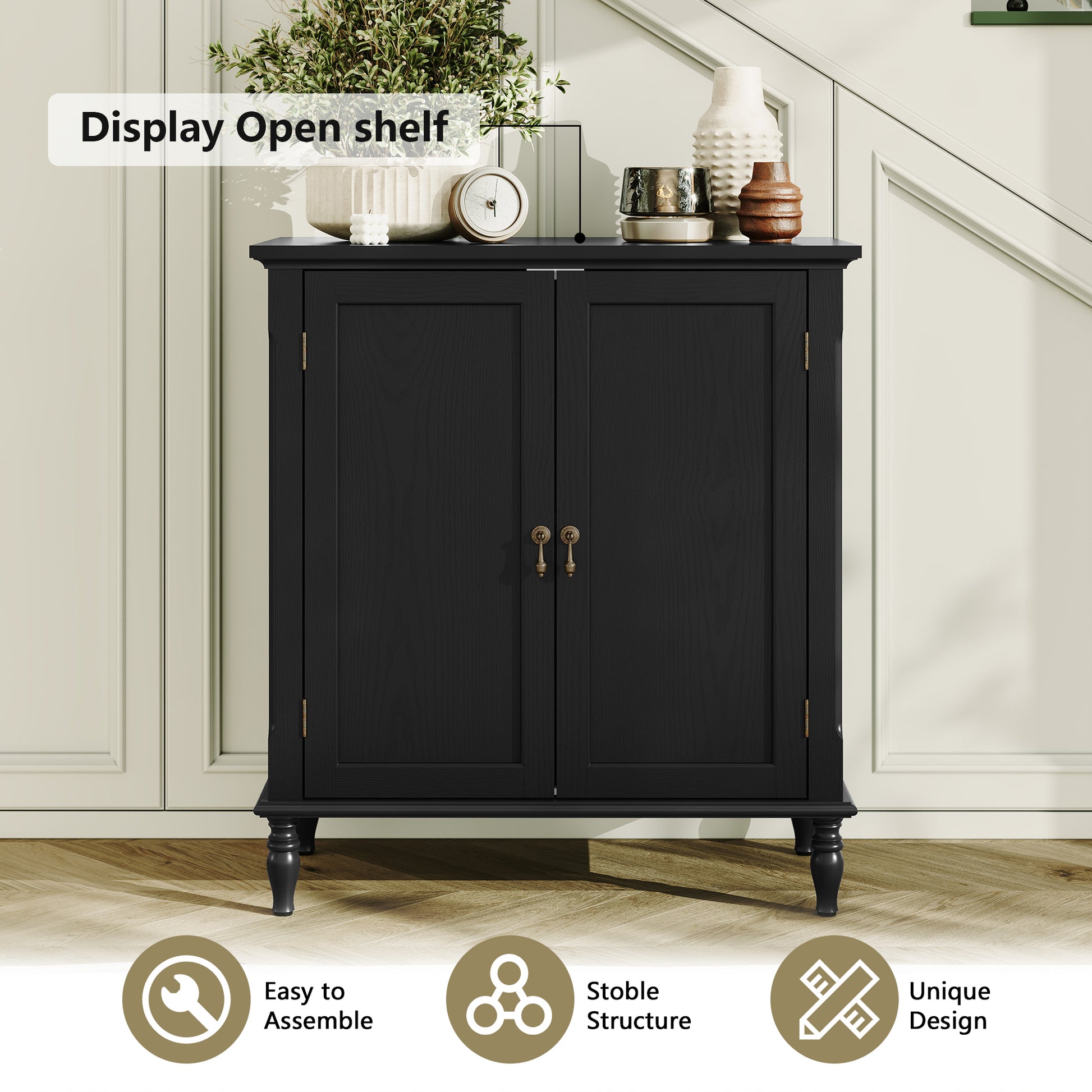HLR 31.5'' Large Sideboard Buffet Cabinet with Storage, 2 Doors Modern Credenza Table for Living Room