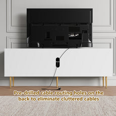CBJCBJ Modern Fluted 67" TV Stand for 75inch TV with Storage, Entertainment Center for Living Room,White