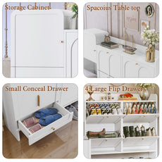 HLR® Modern Large Shoe Cabinet with 4 Flip Drawers