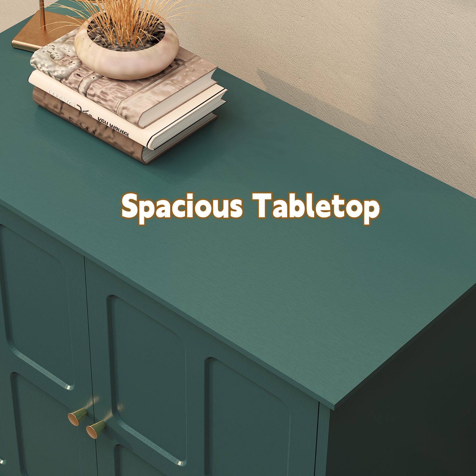 CBJCBJ 31.4"Mid Century Modern Sideboard Buffet Cabinet , Storage Cabinet with Adjustable Shelves, Accent Cabinet for Entryway, Dining Room,Green