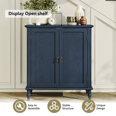 CBJCBJ Retro 34" Sideboard Buffet Cabinet with Storage, Accent Cabinet for Dining Room, Living Room,Blue