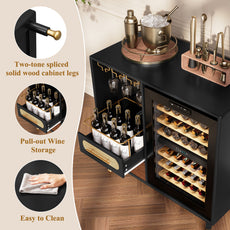 CBJCBJ Modern Wine Bar Cabinet with Ice Bar, Coffee Bar for Dining Room (No Refrigerator Included),Black