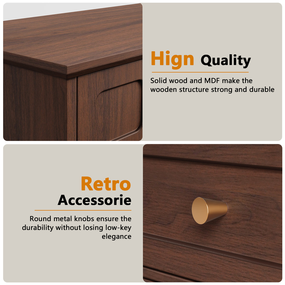HLR Modern 42.1" Consoles Table, Entryway Table with Storage Shelf Quick Assembly for Living Room, Brown