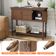 CBJCBJ 42'' Farmhouse Console Table , 2 Drawer Narrow Long Entryway Table with Open Storage Shelf , for Living Room,Brown