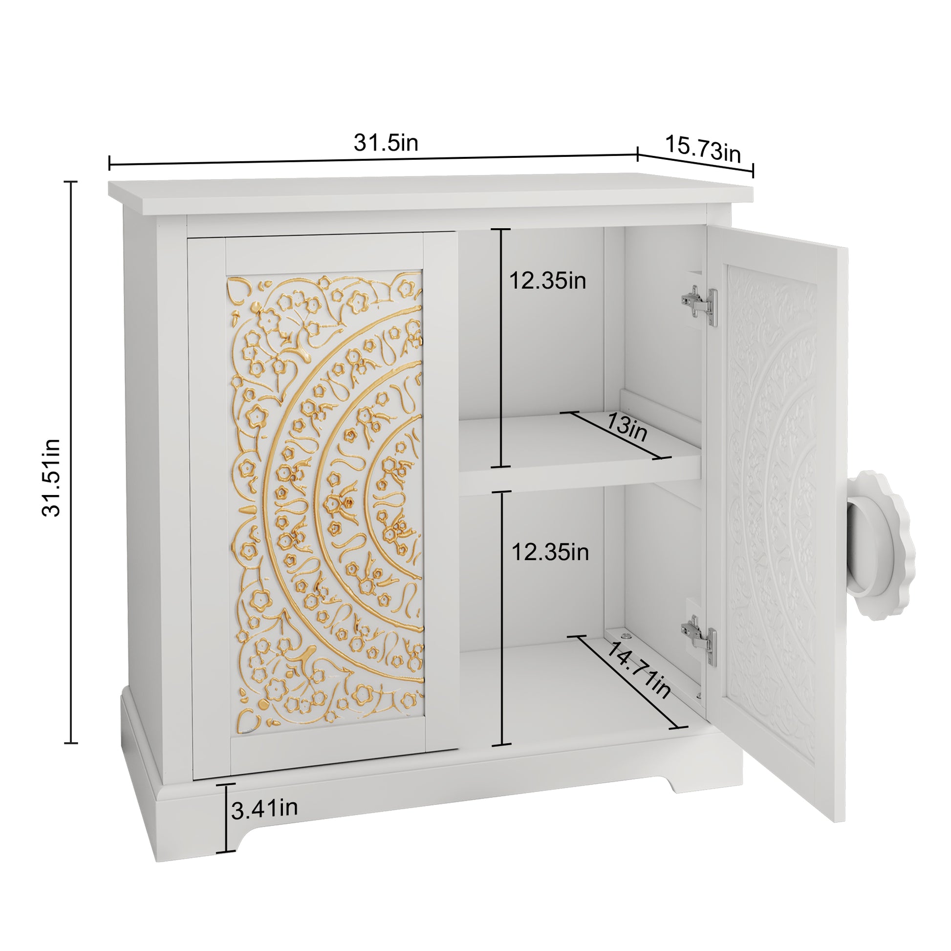 CBJCBJ 31.5" Kitchen Sideboard Buffet Cabinet with 2 Door Storage, Mid-Century Accent Cabinet for Living Room,White
