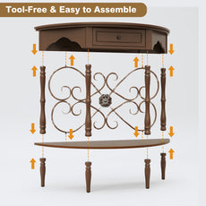 CBJCBJ Retro Console Table with Drawers, Assembled Entryway Storage Table, Accent Table for Hallway,Brown