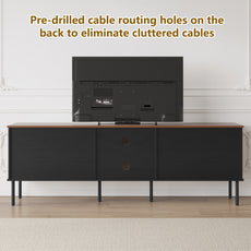 CBJCBJ Modern Mid Century 70" Large TV Stand for 80" TV, Entertainment Center with Storage,Black