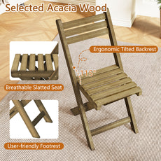 HLR 3-Piece Folding Bistro Table and Chairs Set, Outdoor Patio Solid Wood Furniture Sets with Table Outdoor Garden, Brown