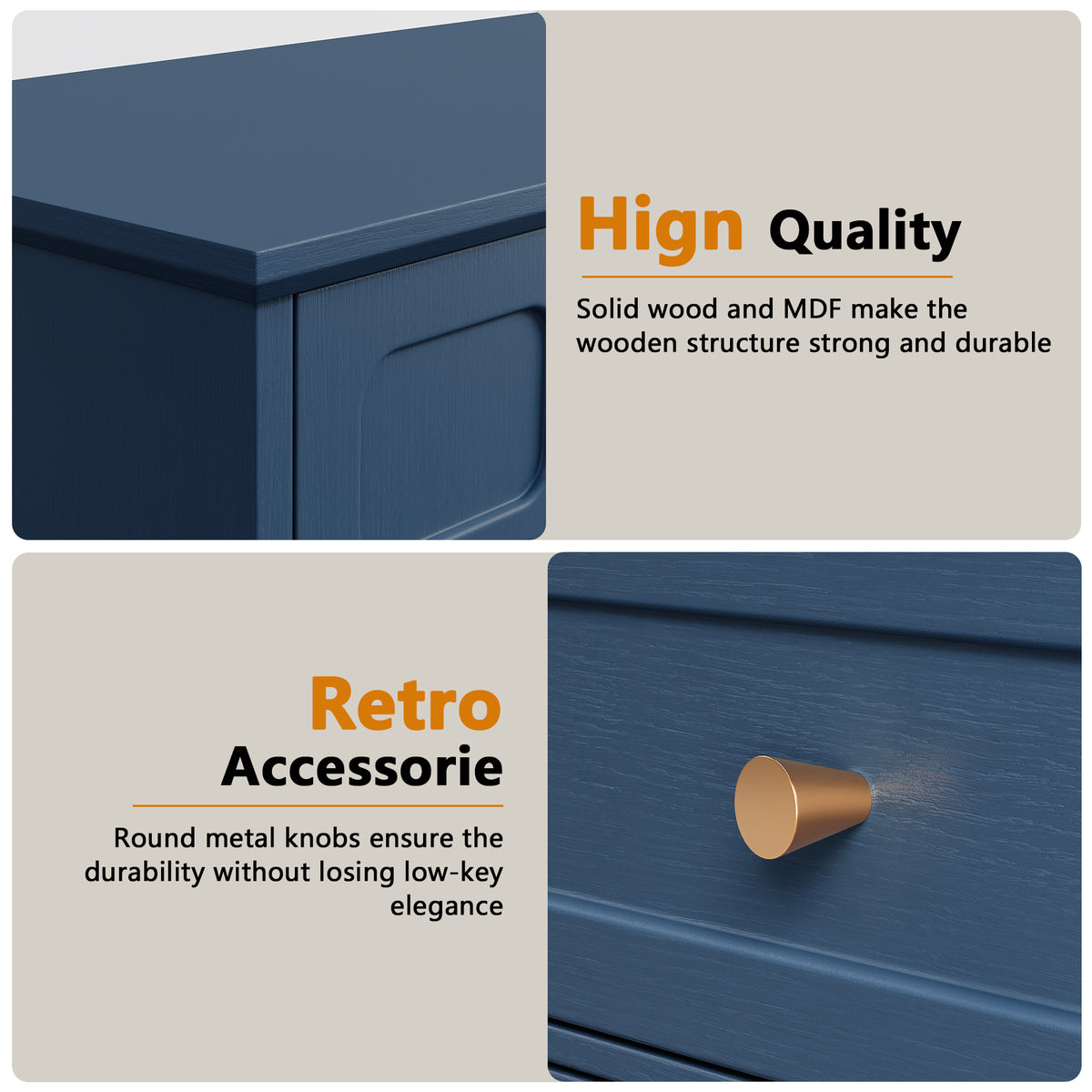 HLR Modern 42.1" Consoles Table, Entryway Table with Storage Shelf Quick Assembly for Living Room, Blue