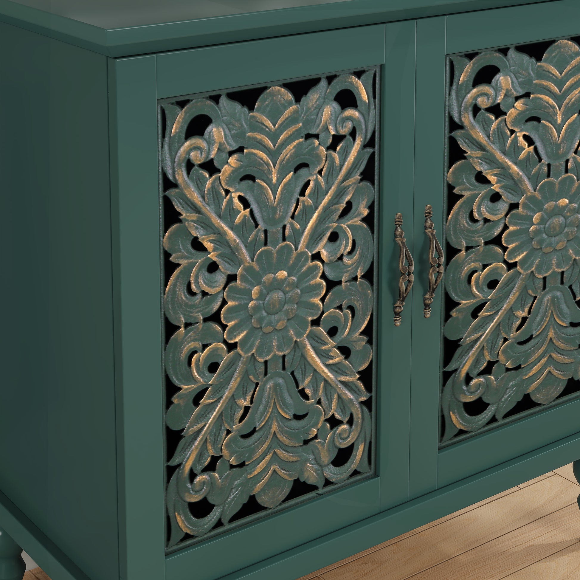 HLR® Vintage Carved Accent Cabinet with 2/4 Doors
