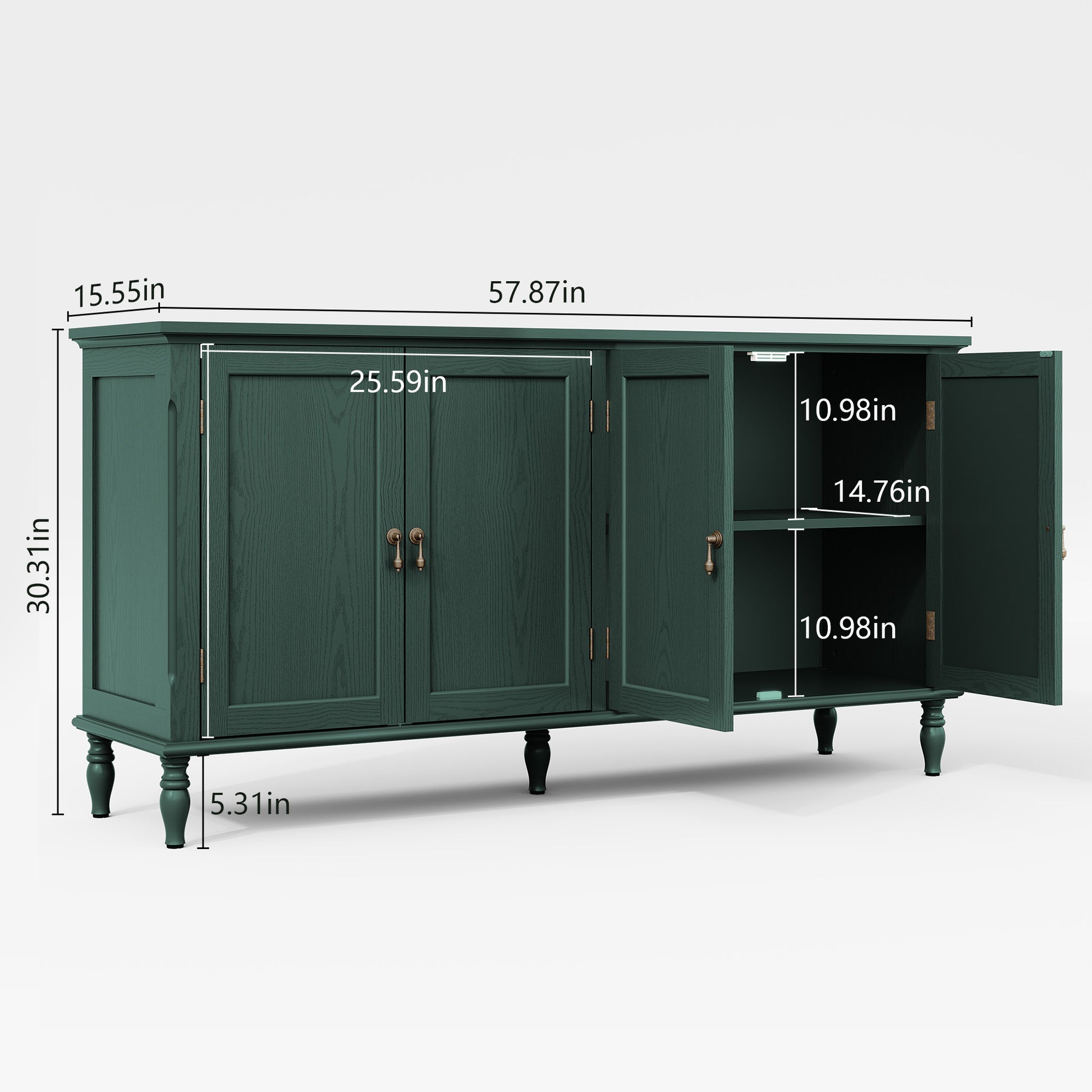 HLR 58'' Large Sideboard Buffet Cabinet with Storage, 4 Doors Modern Credenza Table for Living Room