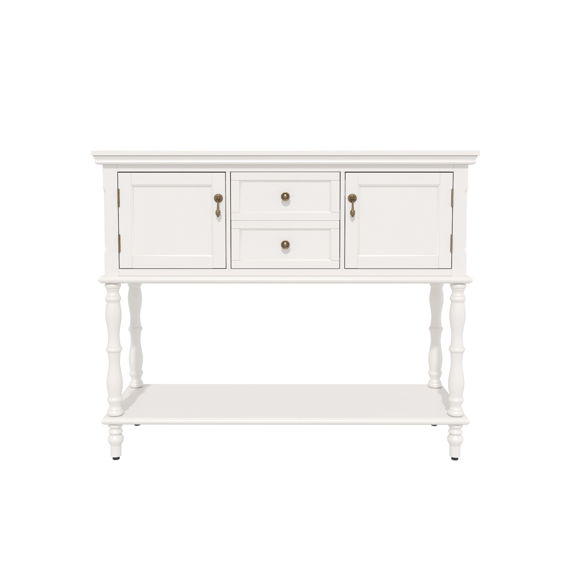 HLR 42" Farmhouse Modern Console Table, Entryway Table with Storage Shelf for Living Room, White