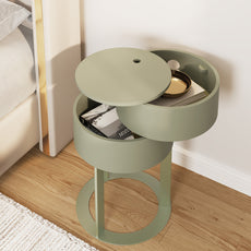 CBJCBJ Modern Round Nightstand with Drawer, 14.2