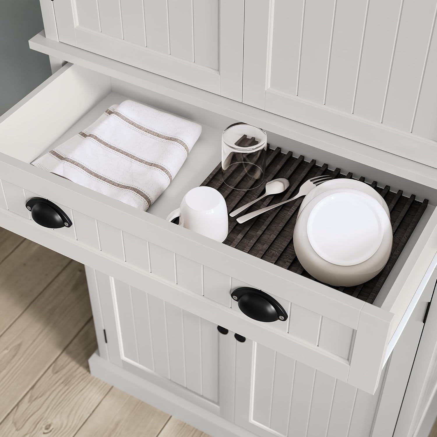 HLR® 72" Tall Kitchen Pantry Storage Cabinet with Drawer and Adjustable Shelves