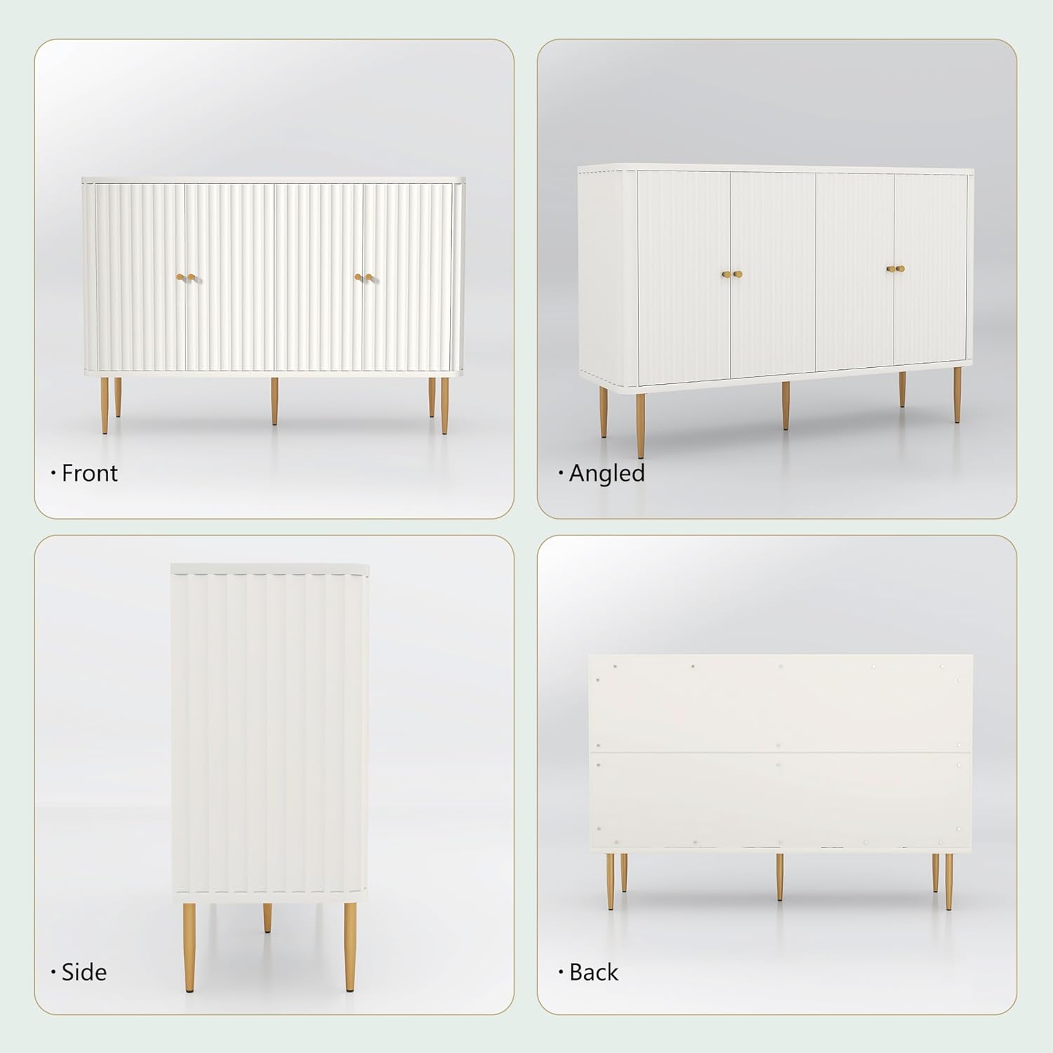 HLR® Sideboard Buffet Cabinet, 48" Modern Accent Cabinet with 4 Door and Removable Shelves