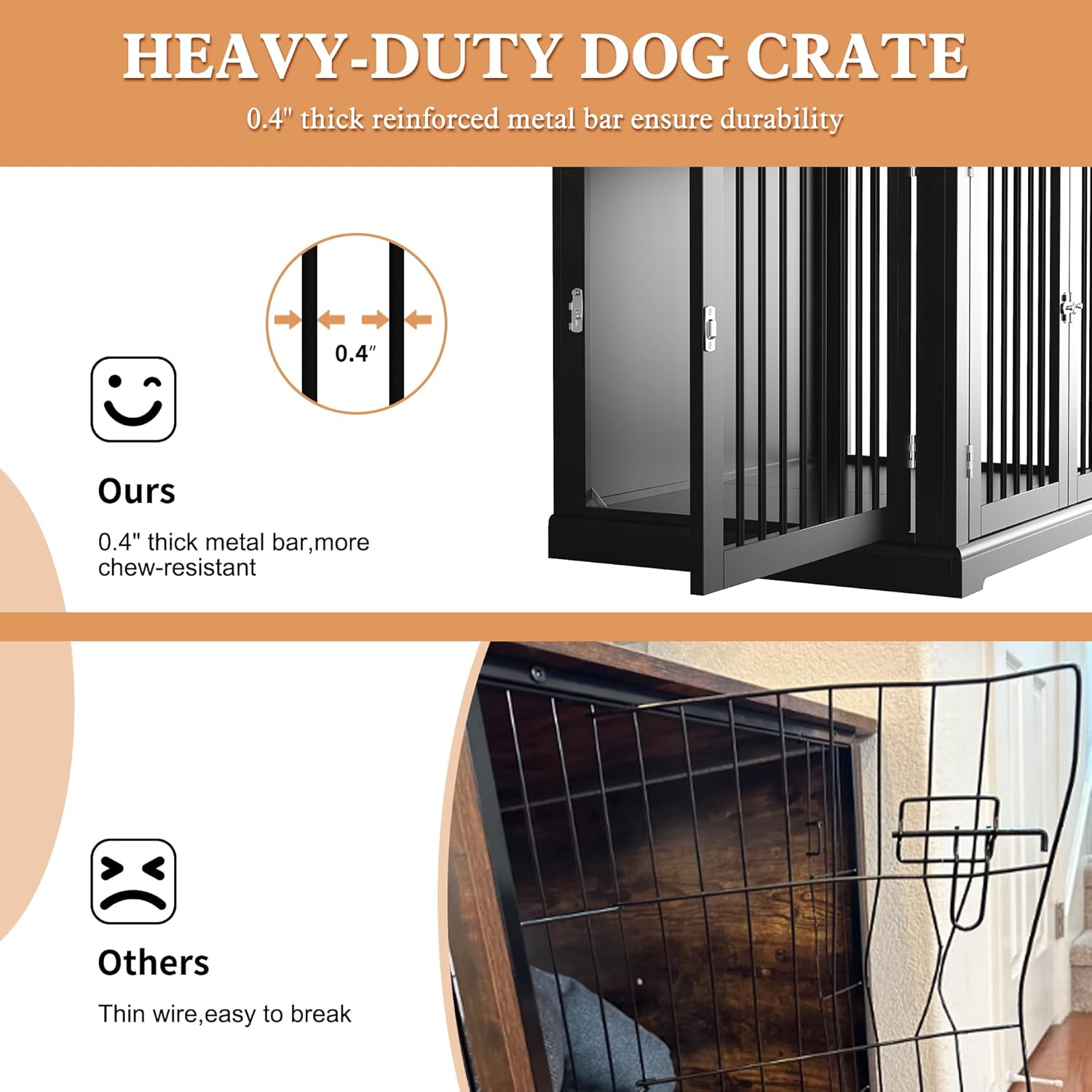 HLR® Furniture Style Dog Crate with Cushion, Dog Kennel Medium, Pet Crates, Dog Cage