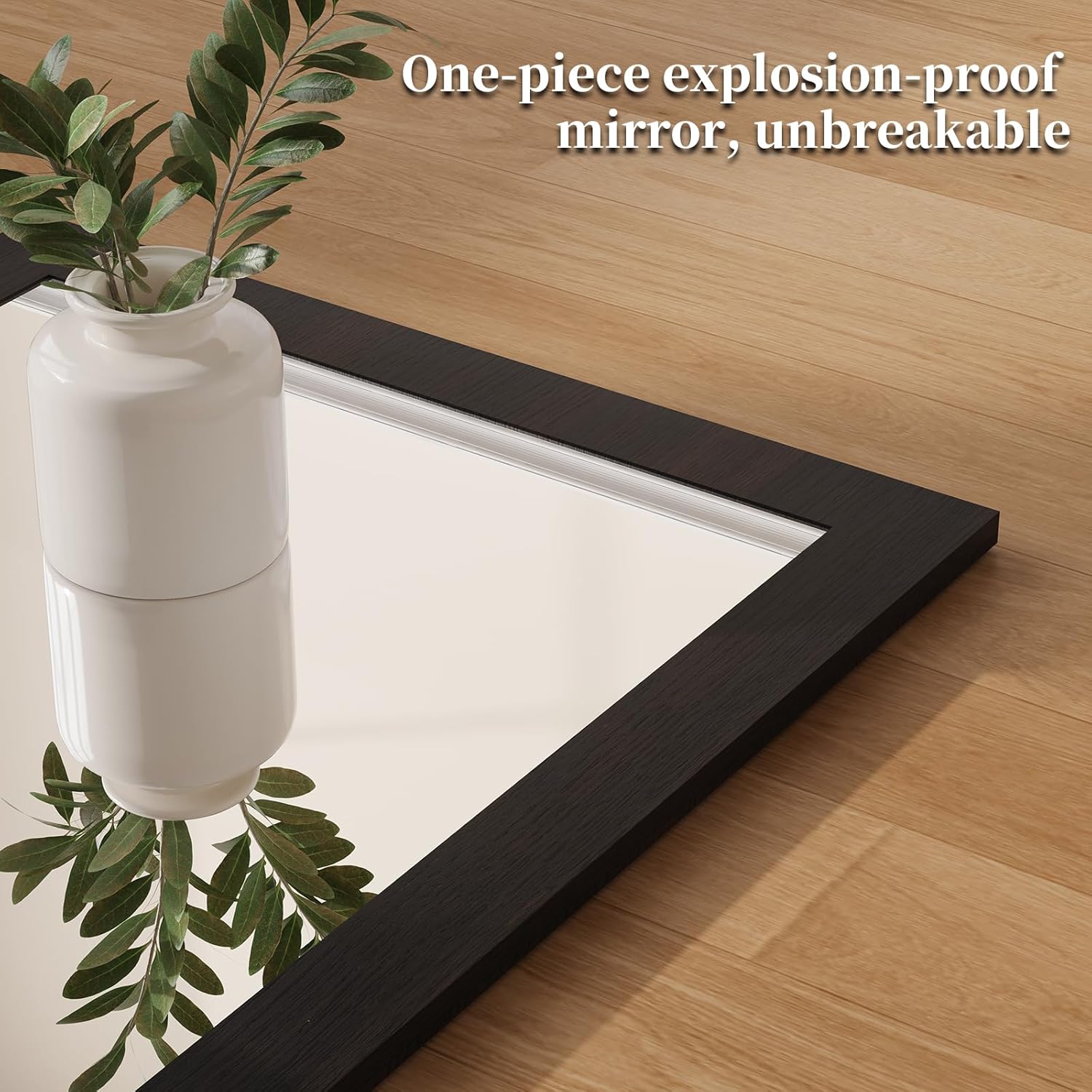 HLR® 24" x 18.5'' Wood Wall Mirror with Shelf, Rectangular Hallway Mirror with Hooks
