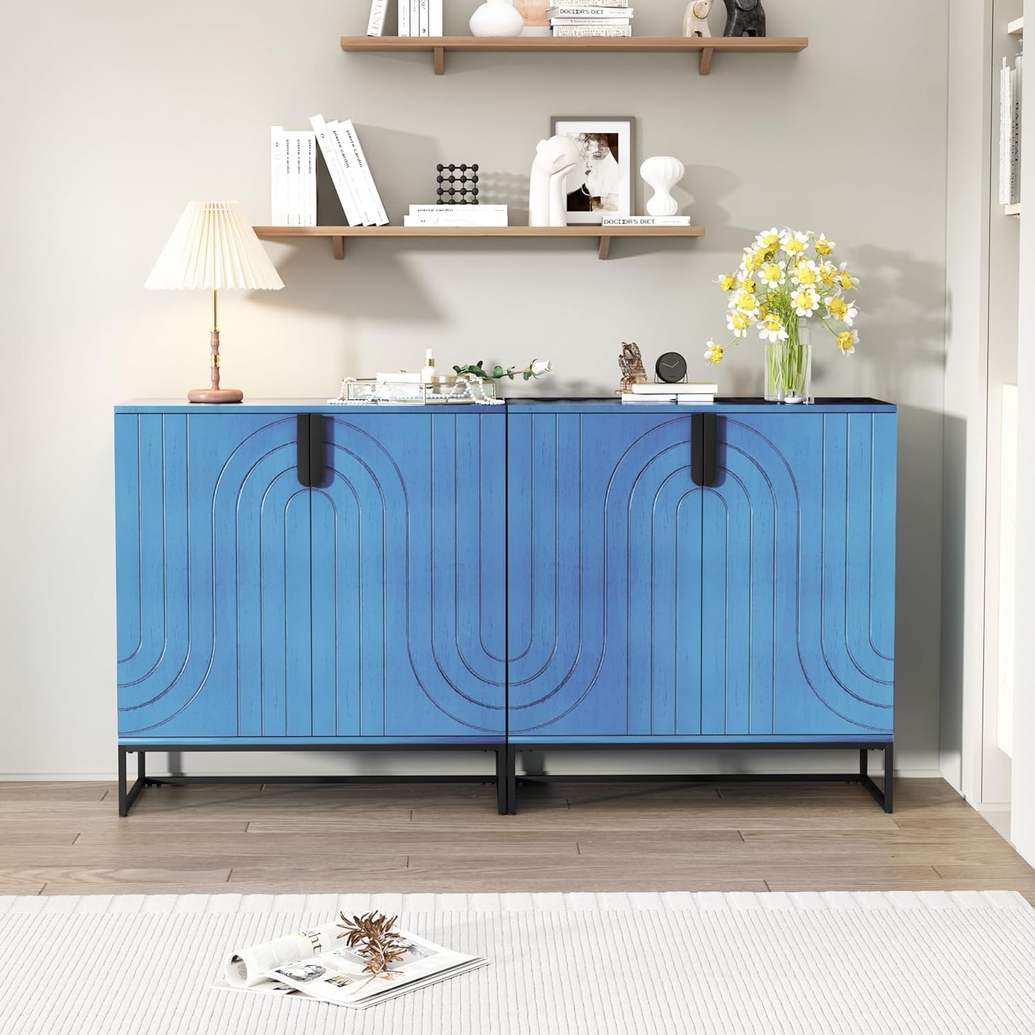HLR® Accent Wood Grain Cabinet with 2 Doors, Storage Cabinet Sideboard
