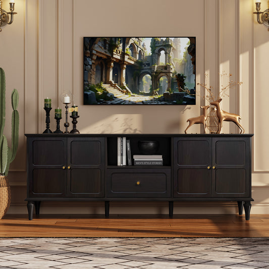 CBJCBJ 67"Mid-Century Modern TV Stand for TVs up to 75" ,Media Console With Storage and Adjustable Partition