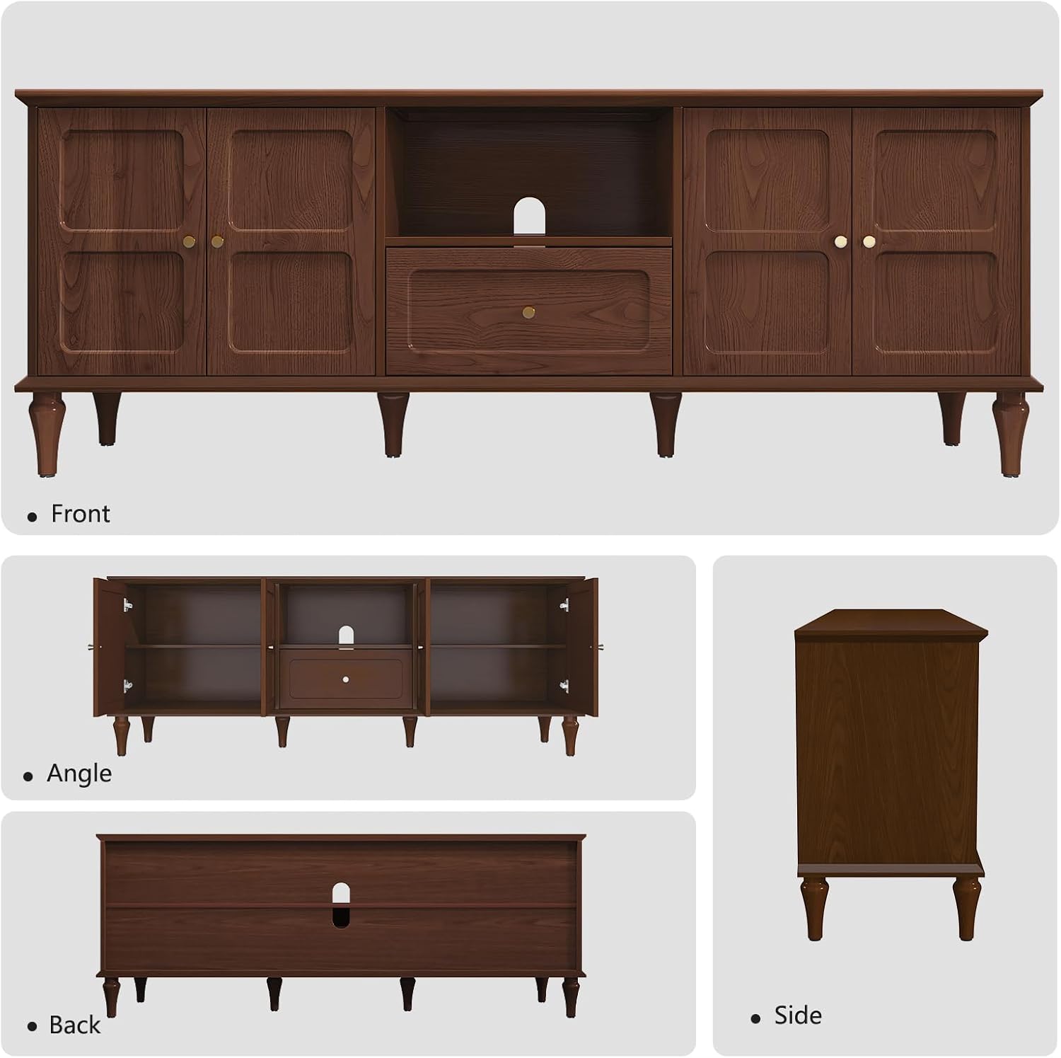 HLR® 66'' Mid-Century Modern TV Stand with Storage Drawer and Doors, Long TV Stand