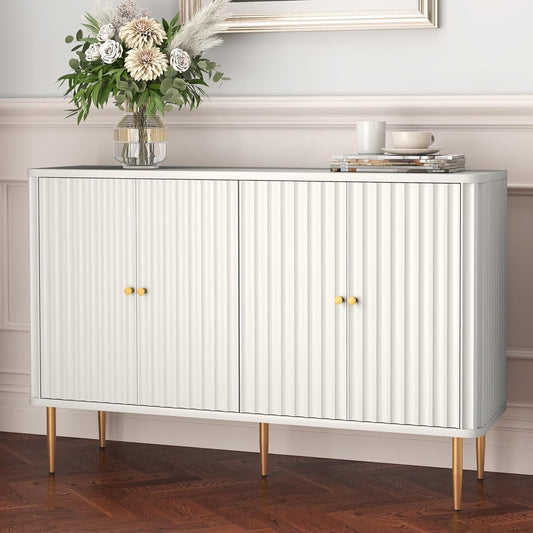 HLR® Sideboard Buffet Cabinet, 48" Modern Accent Cabinet with 4 Door and Removable Shelves