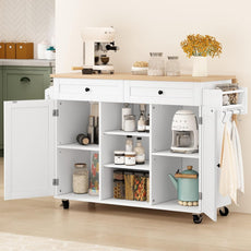 HLR® Kitchen Island On Wheels, Rolling Kitchen Island Cart with Drop Leaf Countertop