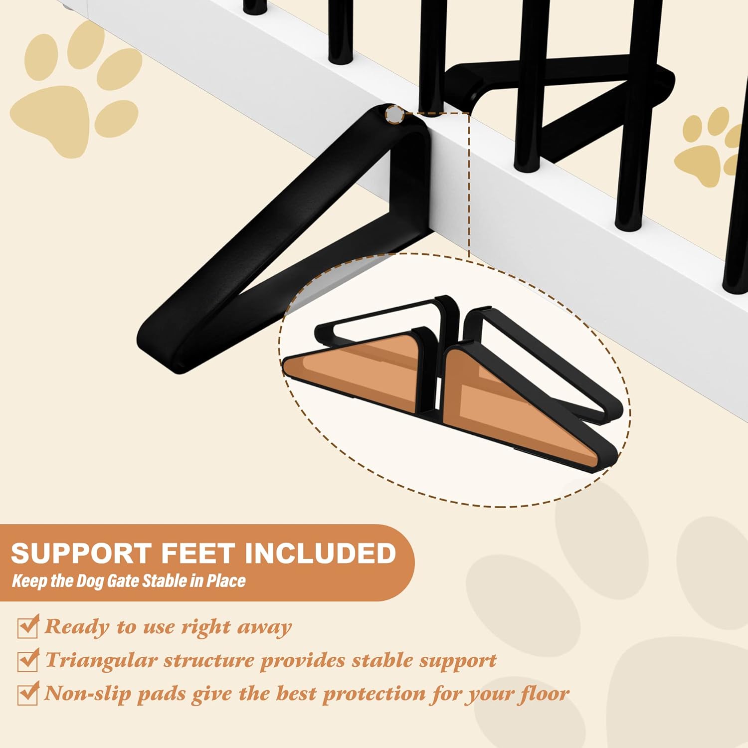 HLR® Freestanding Pet Gate for Dogs, Foldable Wooden Dog Gate, Indoor Pet Barrier for Stairs
