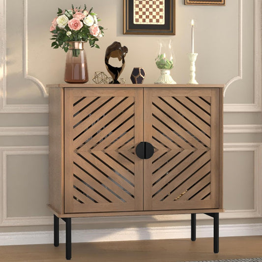 HLR® Sideboard Storage Cabinet with 2/4 Hollow Doors, Modern Accent Buffet Cabinet