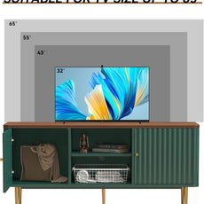 HLR® 55” Fluted TV Stand, Mid Century Modern White TV Stand for 55/60/65 inch TV