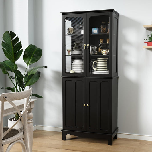 HLR® 72" Freestanding Kitchen Pantry Storage Sideboard, Classical Tall Cabinet