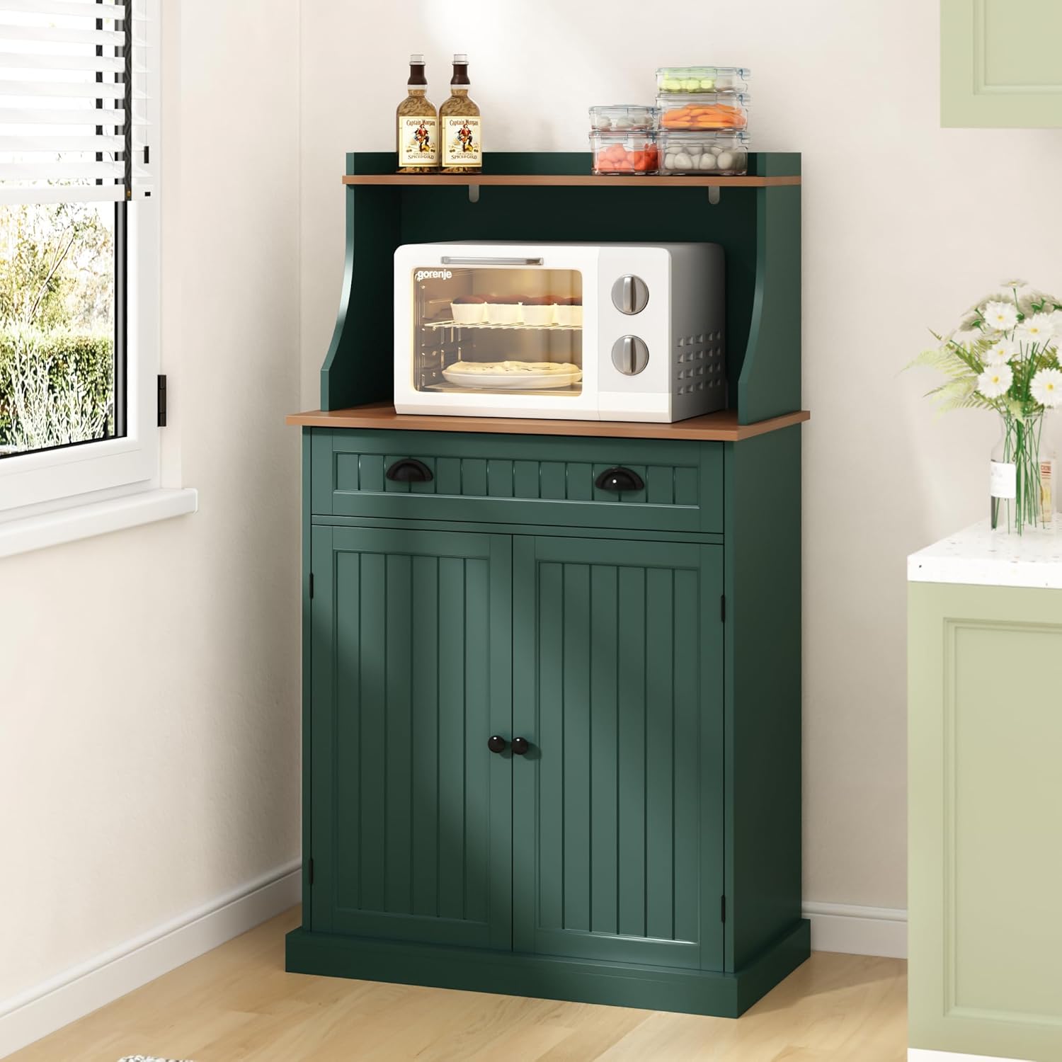 HLR® 54" Kitchen Microwave Cabinet/Stand with Storage and Drawers