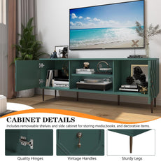 HLR® Modern TV Stand for 65/70 inch TV, Entertainment Center with Storage Cabinet&Open Shelves