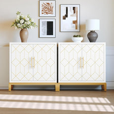 HLR® Green Accent Cabinet with Gold Trim, Storage Cabinet with 2/4 Doors